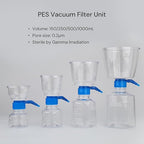 Pack of 9 Diposable Vacuum Filter Units 500mL 0.2μm PES Hydrophilic Membrane