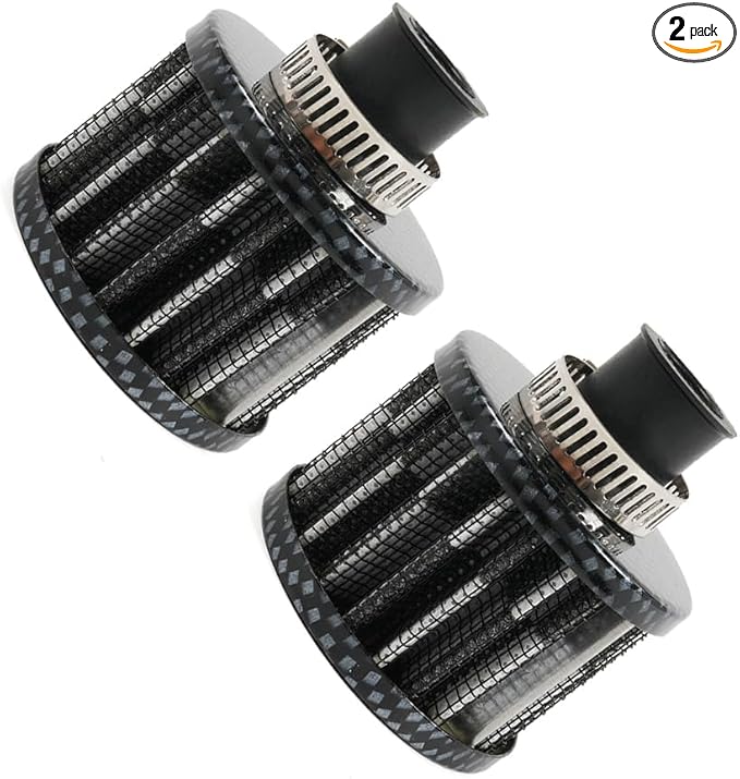 MUGE RACING 2Pcs Air Filter Cold Air Intake Filter Breather 12mm Valve Cover Breather Filter For Car and Motorcycle(Carbon Fiber)