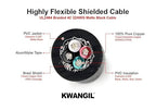 4C 22AWG AMSB Shielded Cable Wire (UL2464) - Highly Flexible Str TC, PVC Ins, OS+TC BRD, PVC JKT for CNC Machine, Stepper Motor, VFD Spindle (Matte Black 50FT)