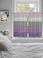 Country Wood Board Gray Purple Window Valance Curtains, Farmhouse Gradient Plank Light Filtering Kitchen Valance with 3-inch Rod Pocket for Living Room Bathroom Bedroom,2 Panel,27.5x45In
