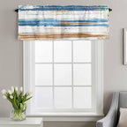 Vintage Blue Valances for Windows, Brown Wood Grain Mottled Texture Abstract Art Kitchen Valance Light Filtering Rod Pocket Short Curtains for Kitchen Bathroom, 1 Panel, 60"x14"