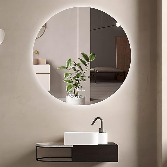 Led Mirror for Bathroom,Bathroom Mirrors for Vanity,Shatter-Proof,with Dimming & 3 Color Modes,Heated Demister Pad,Anti-Fog,Hanging Vanity Mirror,Easy to Install, Easy to Clean (Size : 60x60cm)