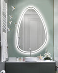JSLJDM 500 X800 mm Illuminated Backlit LED Bathroom Mirror, Wall Mounted Multifunction Bathroom Vanity Mirror with Lights and Demister Pad, Energy-Saving Illuminated Smart Mirror