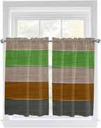 Farm Gray Green Brown Wood Grain Window Valance Curtains, Rustic Wooden Plank Light Filtering Kitchen Valance with 3-inch Rod Pocket for Living Room Bathroom Bedroom,2 Panel,42x54In