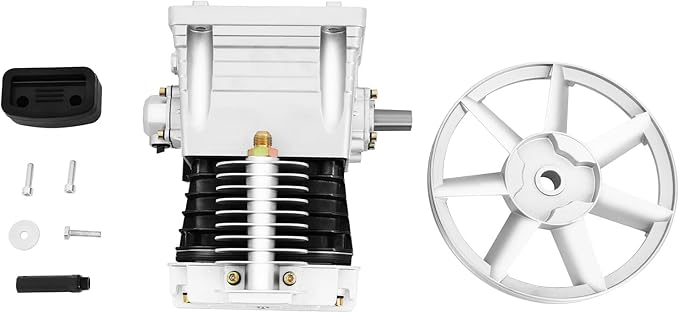 Air Compressor Pump Head, Twin Cylinder Air Compressor Head with 3Hp Powerful Function Exhaust Valve Design and Good Heat Dissipation Air Filter Muffler Industrial Compressor Pump Motor for Electronic