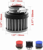 4 Pack ID I inch (25mm) Air Intake Filter with Clamp, Universal Car Air Intake Filter 1" Inlet, Red