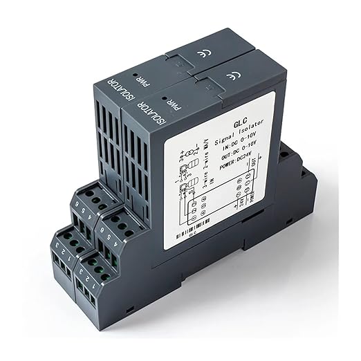 Analog Signal Isolator 4-20mA Signal Isolator Din Rail Mount 0.5% FS Precision for Industrial Automation PLC Control System(1 in 2 Out,Output 1-5V_Input 0-10MA_DC24V)