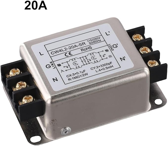Single-Phase 2-Stage Power Supply Filter Anti-interference With Alloy Shell For CW4L2 Models Electrical And Electronic Equipment(20A)