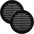 Vent Systems 4" Inch (Opening Dimensions) - Pack of 2 - Black Soffit Vent Cover - Plastic Round Air Vent Grille - Built-in Mesh Screen - HVAC Register Louver for Bathroom, Home, Kitchen