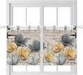 Spring Tulips Flower Kitchen Curtains 36 Inch Length, Small Window Curtains Tab Top, Vintage Floral Barn Doors Rustic Beige Light Filtering Short Window Treatments Tier Drapes 27.5"x36" 2 Panel