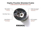 2C 18AWG AMSB Shielded Cable Wire (UL2464) - Highly Flexible Str TC, PVC Ins, OS+TC BRD, PVC JKT for CNC Machine, Stepper Motor, VFD Spindle (Matte Black 50FT)