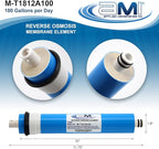 APPLIED MEMBRANES INC. 100 GPD Reverse Osmosis Membrane | RO Membrane Water Filter Replacement for Reverse Osmosis Water Filtration System | 1.8” x 12” Universal Compatibility | Made in USA
