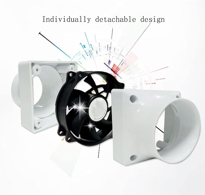 3”Inline Air Vent Pet Fan 6W Greenhouse Ventilation Equipment 12V Indoor Intake Fume Extractor Blower 47CFM Intake Bathroom Shower Fan For Tent Room