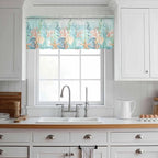 Summer Beach Sheer Valance Curtains, Green Ocean Colorful Coral Shell Seaweed Starfish Light Filtering Kitchen Valances Rod Pocket Voile Curtain Treatment for Bedroom/Living Room/Basement 60Wx18L