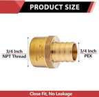 (Pack of 2) EFIELD Barb Crimp Pex 3/4 Inch x 3/4 Inch NPT Male Adapter Brass Fitting, ASTM F1807,(PEX1807021-2PCS)