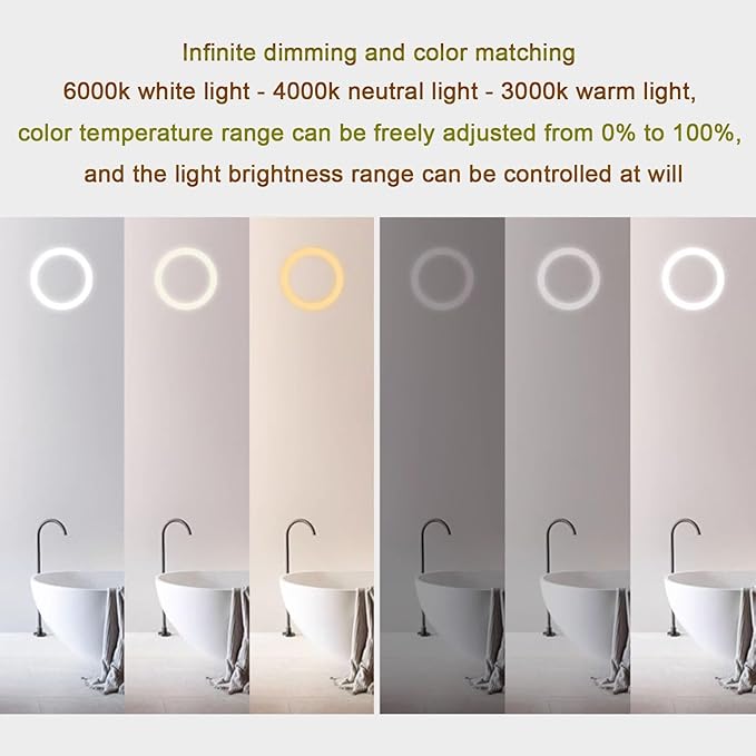 Smart Illuminated LED Bathroom Mirror，Bathroom Mirror with LED Lights，Energy-Saving LED Smart Mirrors，LED Mirror for Bathroom，with Demister Pad and Smart Touch Switch(H60*W80cm/H23.6*W31.5IN)