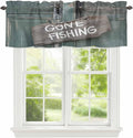 Gone Fishing Valances for Windows, Bronze Wood Grain Kitchen Valance Light Filtering Rod Pocket Short Curtains for Kitchen Bathroom, 1 Panel, 54"x18"
