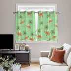 2 Panel Kitchen Cafe Curtains, Desert Camels Sunlight Filtering Nature Air Through, Home Decor Window Covering Tier Curtains for Living Room 104W x 52L inch Tropical Date Palm Trees Animal Green