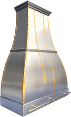 CHETTO C Stainless Steel Range Hood Cover with Quiet Vent Hood Insert Custom Handcrafted Metal Kitchen Fan with Towel Rack LED Light 30"W x27"D x30"H Brushed Stainless Steel Island Mount