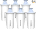 AQUA CREST Alkaline Water Filter, Intended for Brita® Pitchers and Dispensers, Everyday, UltraMax, Metro+, XL and More, NSF Certified, 2 Months, 6 Count, Mineralized Alkaline Water, Increases Water PH