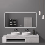 Bathroom Mirror with LED Lights, Lighted Bathroom Makeup Wall Mounted Mirror with Demister Pad, 3-Color Dimmable LED Light, for Wall Decor, Vanity, Living Room(A,75x120cm)