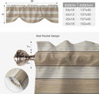 Brown Ombre Wooden Tie Up Valance Curtains for Windows, Kitchen Curtains Window Shades, Farmhouse Retro Khaki Wood Light Filtering Roman Curtain Valances for Bedroom/Bathroom/Cafe 60"x18"