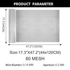 1 roll Stainless Steel Wire mesh 60 mesh,304 Wire mesh, Suitable for Vent, Cage, Garden, Window Screen, Filter Screen, etc (60Mesh 44X120CM)