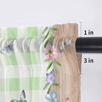 Easter Sheer Valances for Windows 42"x12", Light Filtering Kitchen Curtains Valance, Gnomes Flowers Duck Eggs Green Lattice Wooden Rod Pocket Chiffon Curtains for Living Room Bedroom Cafe