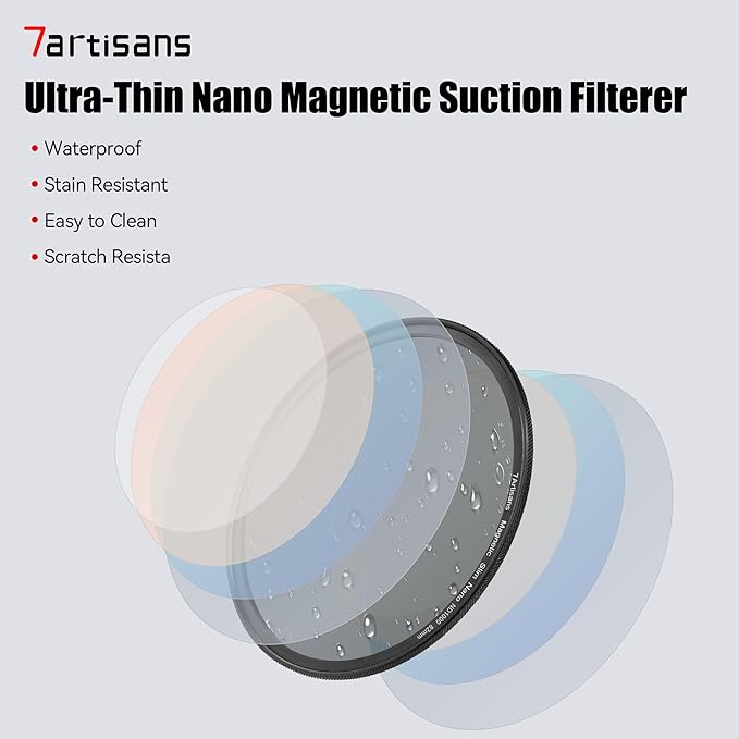 7artisans Nano Magnetic Filter UV Filter ND Light Reduction Filter/CPL Polarization Filter/GND Gradient Filter/Black Mist 1/4 Portrait Photography Filter Suitable for Lens(72mm 3-in-1 Set)