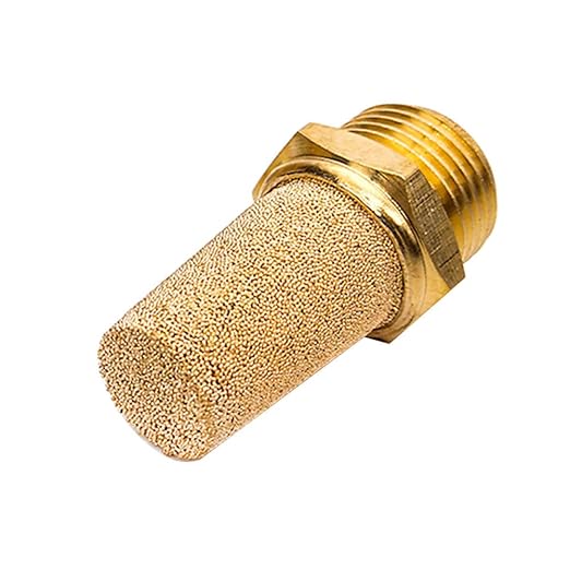 Beduan 3 Pcs Pneumatic Brass Exhaust Muffler Filter, 1/8" Male Thread Hex Sintered Silencer Air Line Fitting