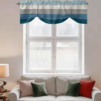 Blue Ombre Wooden Tie Up Valance Curtains for Windows, Kitchen Curtains Window Shades, Farmhouse Retro Wood Gradient Light Filtering Roman Curtain Valances for Bedroom/Bathroom/Cafe 54"x18"