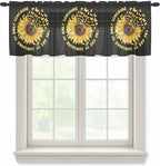 YOU ARE MY SUNSHINE Sheer Valance Curtains, Summer Sunflowers Golden Gradient Butterflies Light Filtering Kitchen Valances Rod Pocket Voile Curtain Treatment for Bedroom/Living Room/Basement 42Wx18L