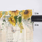 Farmhouses Sunflowers Sheer Valance Curtains, Retro Floral Leaves Red Truck Vintage Light Filtering Kitchen Valances Rod Pocket Voile Curtain Window Treatment for Bedroom/Living Room/Basement 42Wx18L