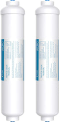 Inline Water Filter for Ice Maker, Refrigerator, Under-Sink Reverse Osmosis Water System, Post Activated Carbon Water Filter Replacement Cartridge with 1/4-Inch Quick-Connect (Pack of 2)