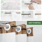 Wood Barn Door No Hook Shower Curtain with Snap in Liner Set, Waterproof Shower Curtains for Bathroom, Wooden Plank Fabric Shower Curtain, See Through Mesh Top Window, 48" W x 72" L