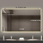 Bathroom Mirror with LED Lights，LED Bathroom Mirror，Smart Lighted Bathroom Mirror for Wall，Energy-Saving LED Smart Mirrors，with Demister Pad，Three-Color Light(H50*W70cm/H19.7*W27.6IN)