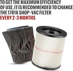 17816/9-17816 Red-Stripe Cartridge Filter Replacement – Compatible with Craftsman 5–32 Gallon Wet/Dry Shop Vac – Washable Pleated Vacuum Filter, 2 Pack