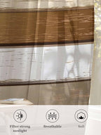 Sheer Curtains 45 Inch Length, Vintage Geometric Brown Semi Sheer Curtains Light Filtering Window Treatment, Farmhouse Country Chic Wood Grain Privacy Voile Drapes for Living Room Bedroom 52x45 Inch