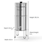 Culligan MaxClear 2.25 Gallon Gravity Water Filter System, Polished Stainless-Steel Countertop Water Filter NSF/ANSI Certified to Reduce Microplastics, Lead & Total PFAS, with 2 Ceramic Filter
