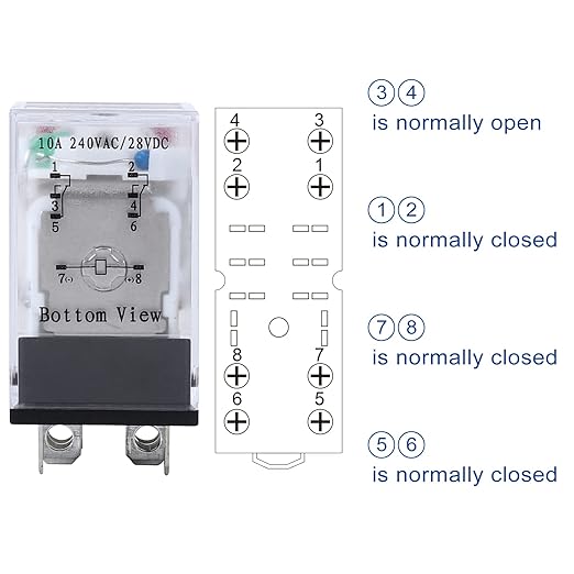 Electromagnetic Power Relay, 8-Pin 10 AMP 12V AC Relay Coil with Socket Base, LED Indicator, DPDT 2NO 2NC - MY2NJ 2PCS [Applicable for DIN Rail System]