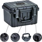 MEIJIA Portable All Weather Waterproof Camera Case With Foam,Fit Use of Drones,Camera,Equipments,Elegant Black,10.62 x9.68x6.87inches