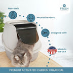 6-Pack Activated Carbon Cat Litter Box Filter Replacement - Premium 3.15" x 6.69" Activated Charcoal Filter - Compatible with AmazonBasics Hooded Covered Cat Litter Box, Made in USA