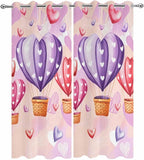 Hot Air Balloons Waterproof Outdoor Curtains for Patio,Windproof Weatherproof Curtains with Weighted Hem,Valentine's Day Watercolor Love Balloons Light Filtering Privacy Drapes 54"x 108" 2 Panels