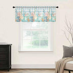 Summer Beach Sheer Valance Curtains, Ocean Colorful Coral Shell Seaweed Starfish Blue Plaid Light Filtering Kitchen Valances Rod Pocket Voile Curtain Treatment for Bedroom/Living Room/Basement 54Wx18L