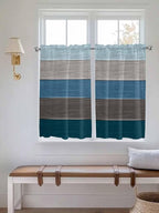 Retro Farm Blue Gray Wood Grain Window Valance Curtains, Rustic Wooden Plank Light Filtering Kitchen Valance with 3-inch Rod Pocket for Living Room Bathroom Bedroom,2 Panel,52x54In
