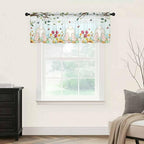 Easter Sheer Valances for Windows 54"x18", Light Filtering Kitchen Curtains Valance, Spring Watercolor Eggs Country Tulip Flower Plant Rod Pocket Chiffon Curtains for Living Room Bedroom Cafe
