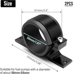 2 Pcs Universal Car Fuel Pump Fuel Filter Mounting Bracket Aluminum Clamp Holder with Rubber Insert, Black Hard Aluminum Anodized Accessories Suitable for Vehicle Fuel Oil Line (50 to 55 mm)