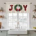 Red Green Christmas Kitchen Tier Curtains 24 Inch Long 2 Panel Set,Rod Pocket Cafe Small Window Curtains Over Sink,Farmhouse Xmas Botanical Winter Short Drapes for Bathroom Cabinet 27.5"W x 24"L