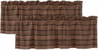 2 Pack Kitchen Valance for Windows, Farm Brown Wood Board Light Filtering Rod Pocket Valances Short Curtain, Vintage Farmhouses Barn Window Curtain for Bedroom Bathroom Living Room 54x18in