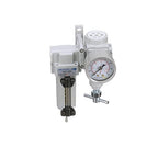 PneumaticPlus SAU220T-N02G-MEP Mini Compressed Air Filter Regulator Combo 1/4" NPT - T-Handle, Metal Bowl, Manual Drain, Bracket, Gauge